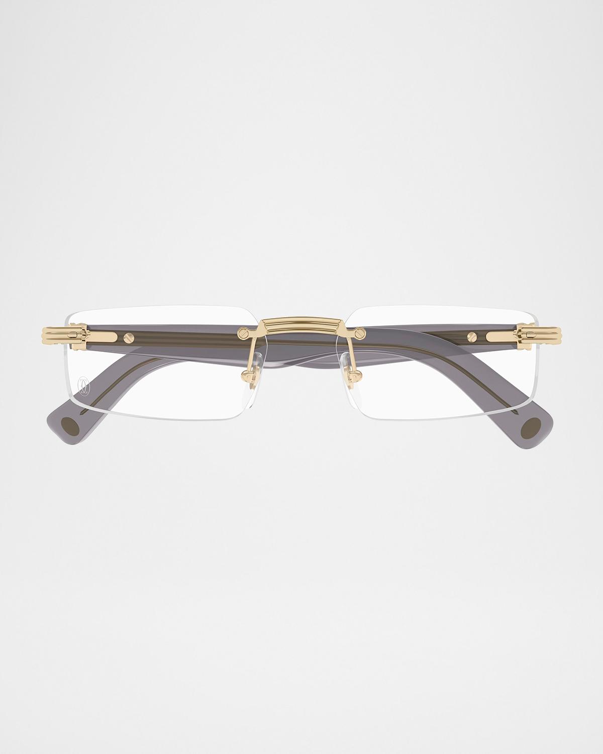 Cartier Men's Rimless Rectangle Acetate & Metal Optical Glasses