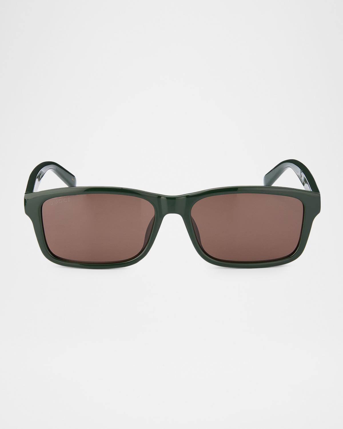 Gucci Men's Gucci Lines 57mm Rectangular Acetate Sunglasses