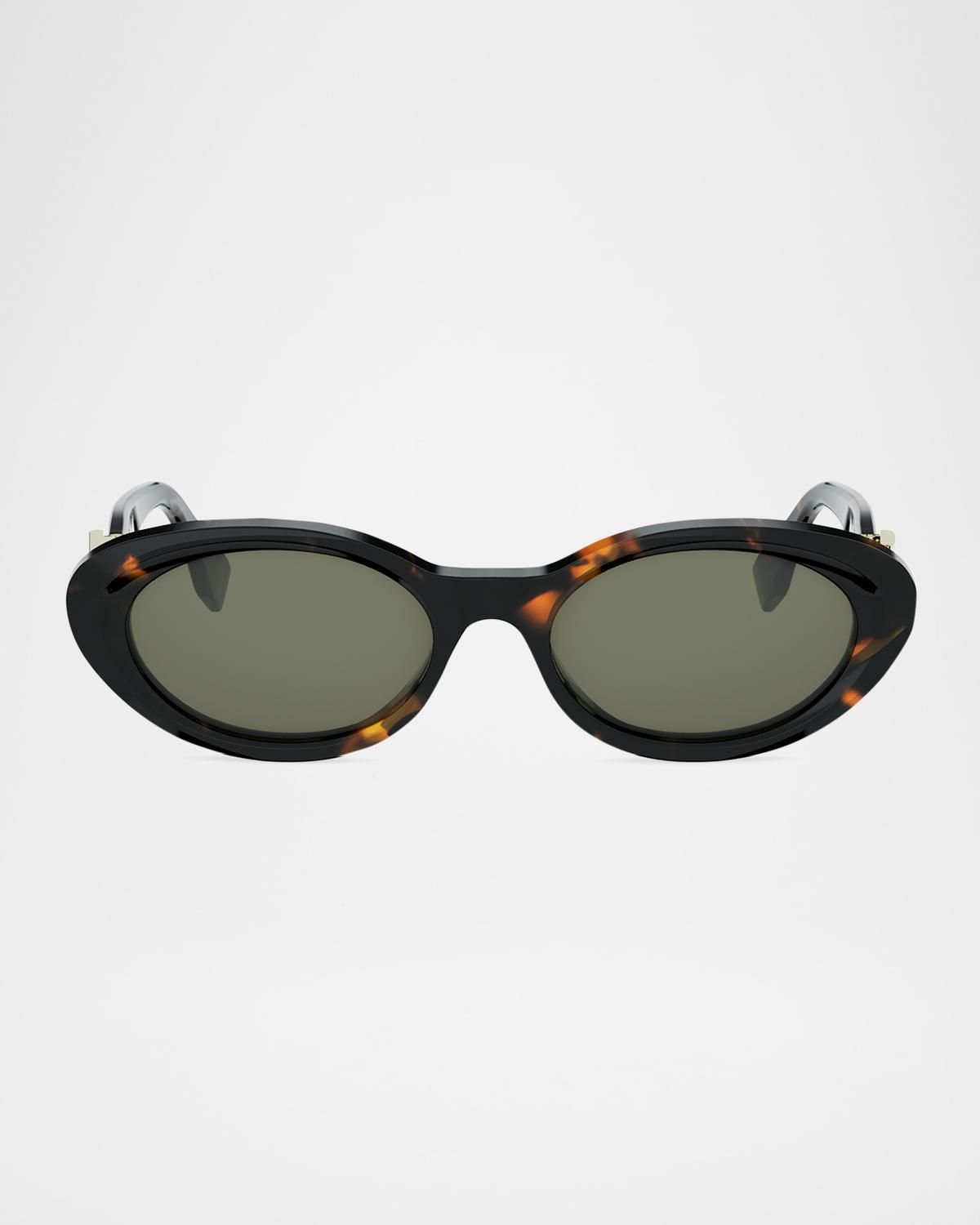 Fendi FF Diamonds Oval Havana 53mm Sunglasses