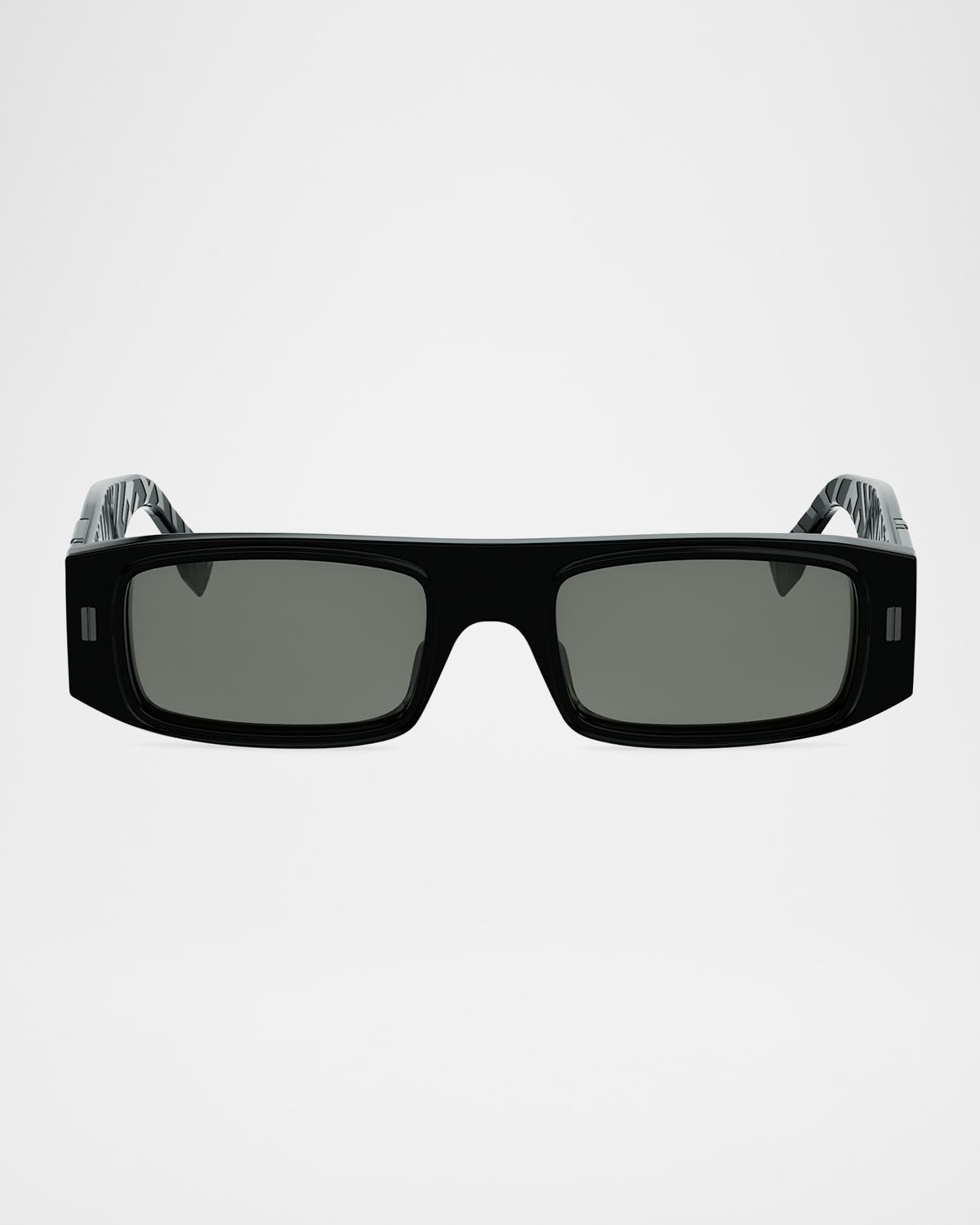 Fendi Men's FF Squared Acetate Rectangle Sunglasses