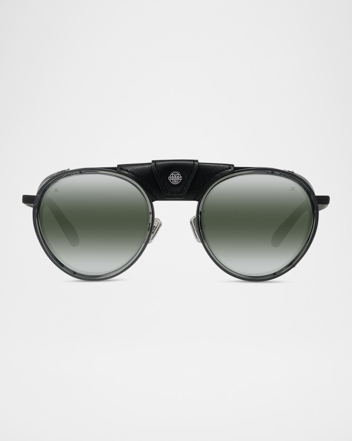 Vuarnet Men's Glacier 01 Round Sunglasses with Side Shields