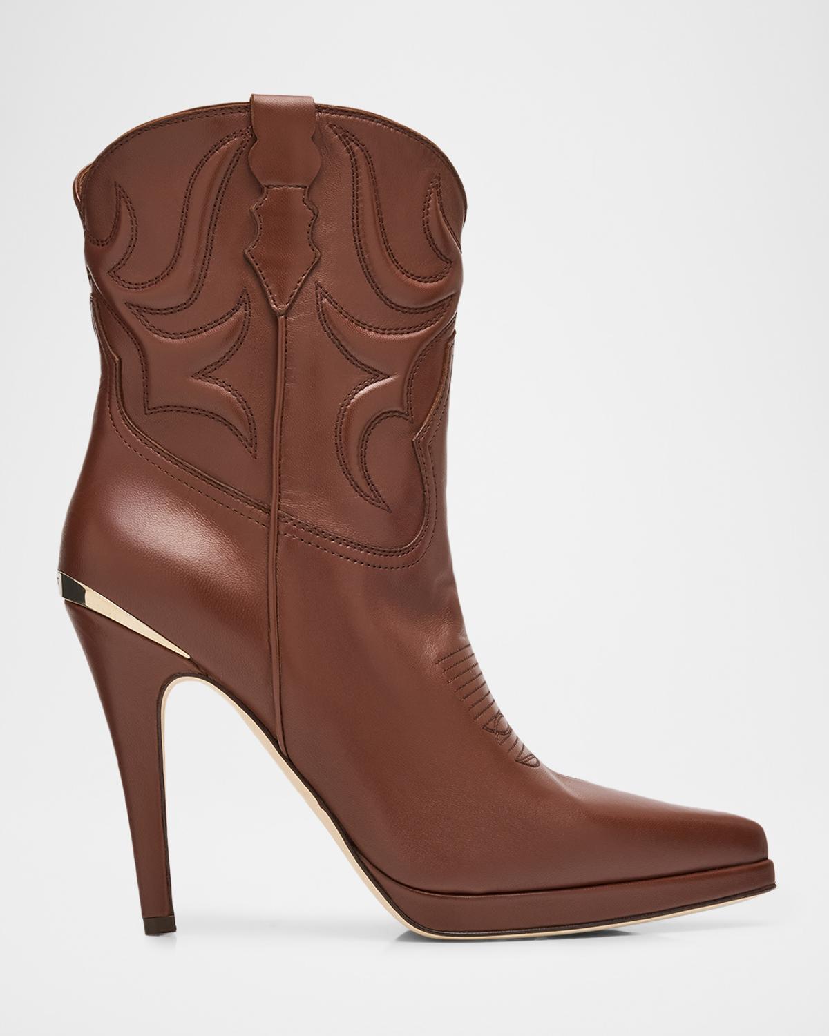 Partlow Camp Embroidered Leather Stiletto Cowboy Boots