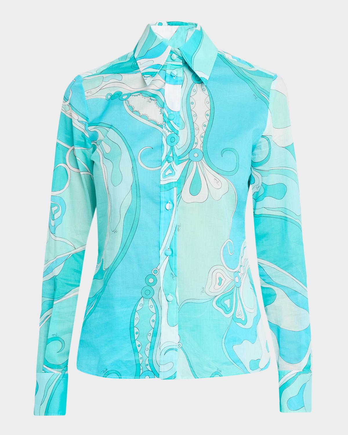 Pucci Orchidee-Print Cotton Button-Down Shirt