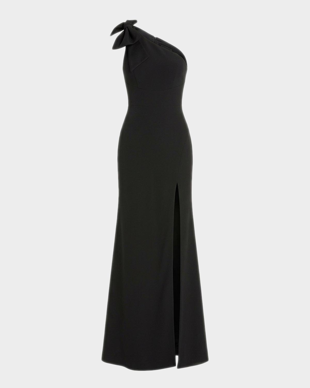 Mac Duggal One-Shoulder Crepe Bow Gown