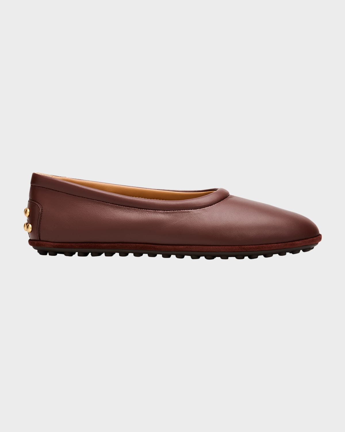 Tod & Apos;s Metal Dots Nappa Leather Ballerina Flats In Brown