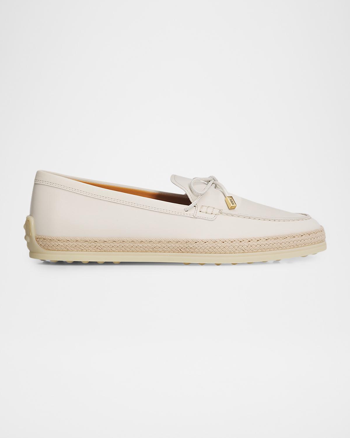 Tod's Leather and Raffia Loafers