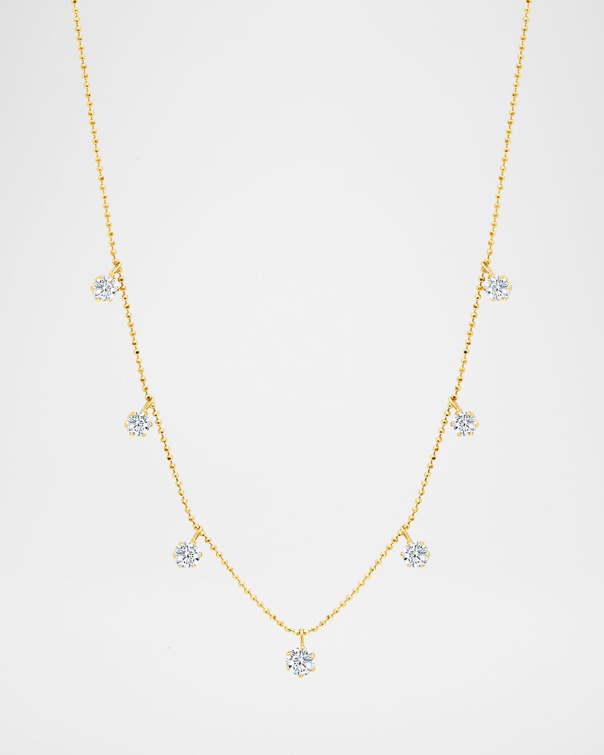 18K Yellow Gold Medium Floating Diamond Necklace