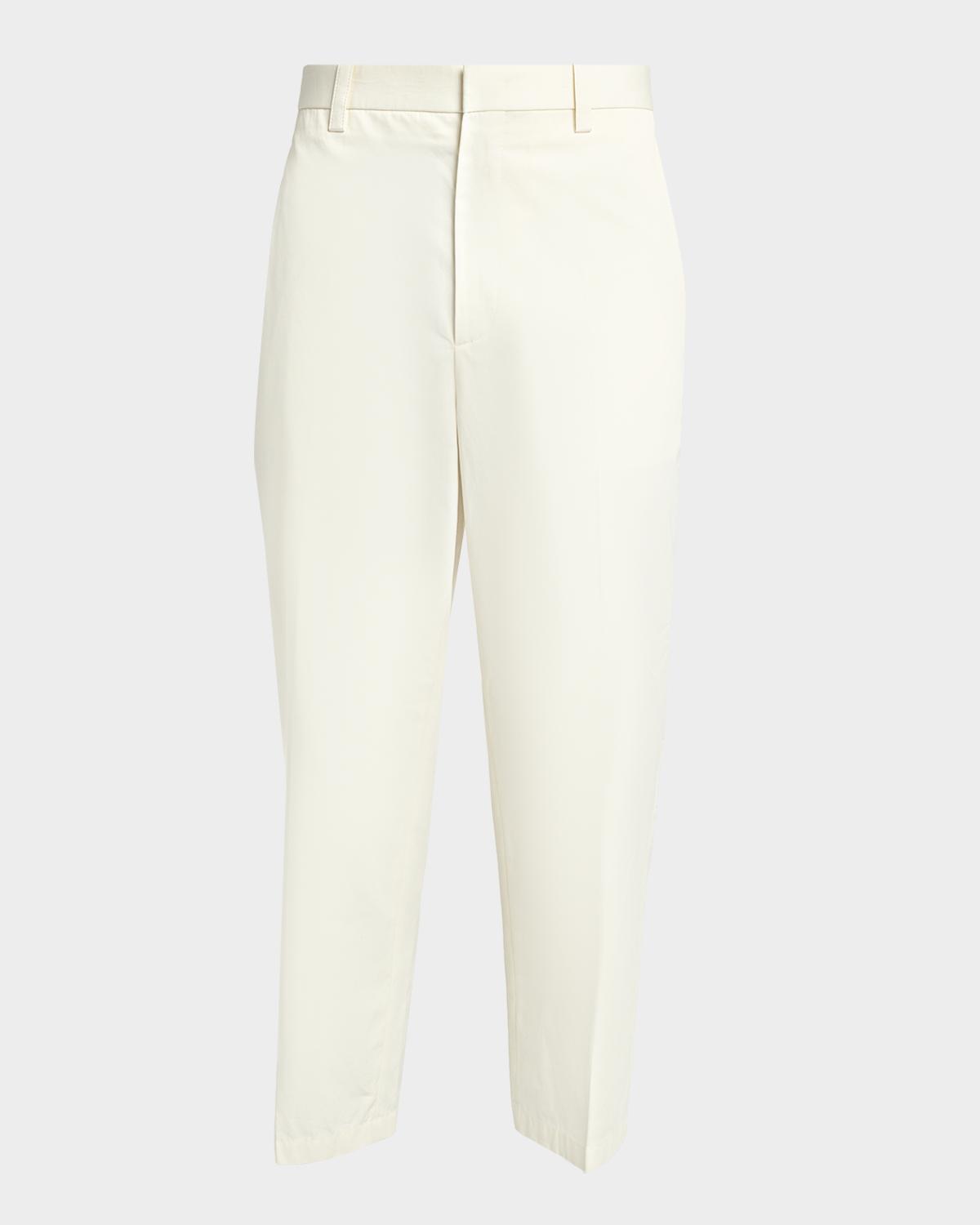 Men & apos;s Flat-Front Cotton Trousers