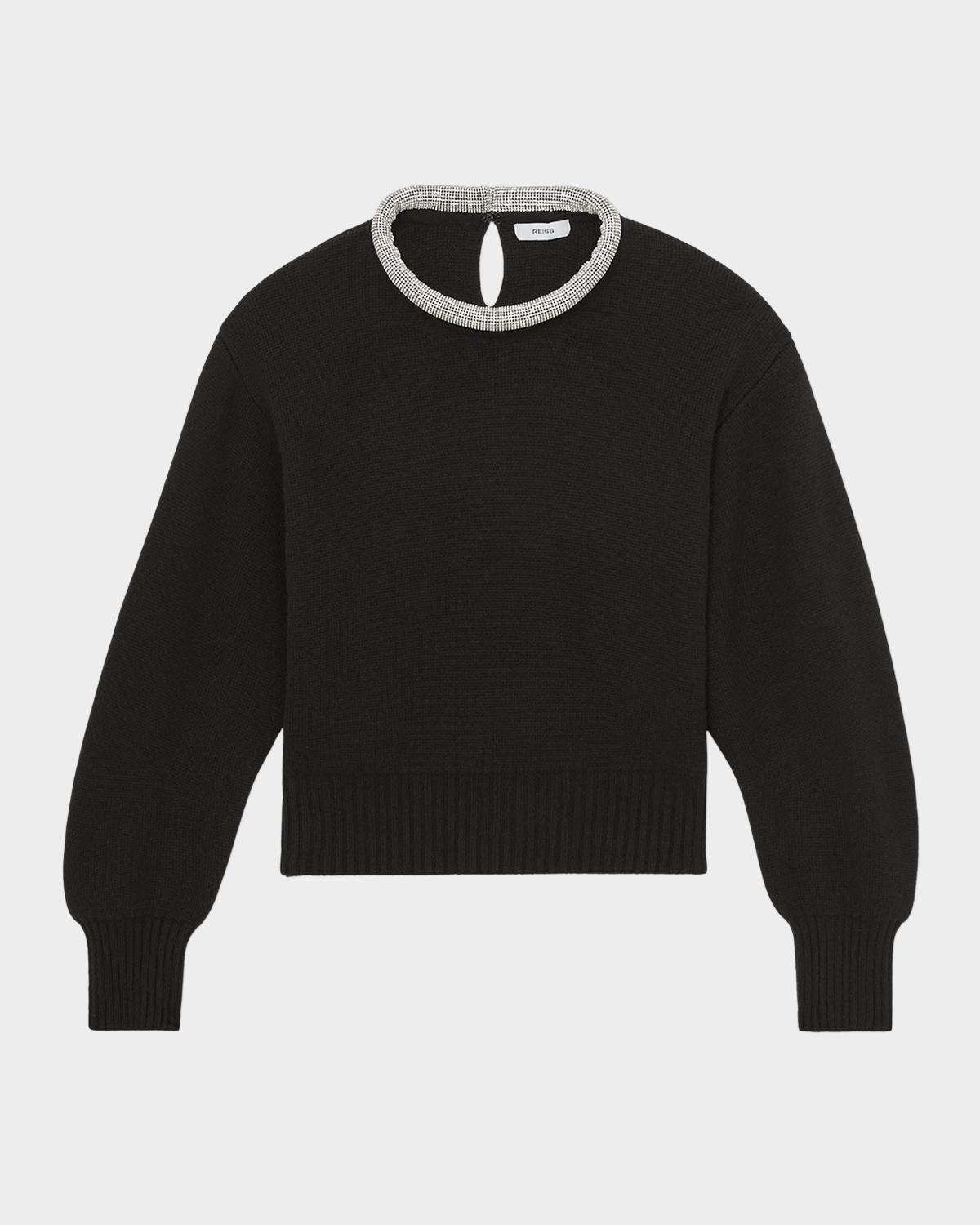 Reiss Wool-Blend Necklace-Trim Sweater