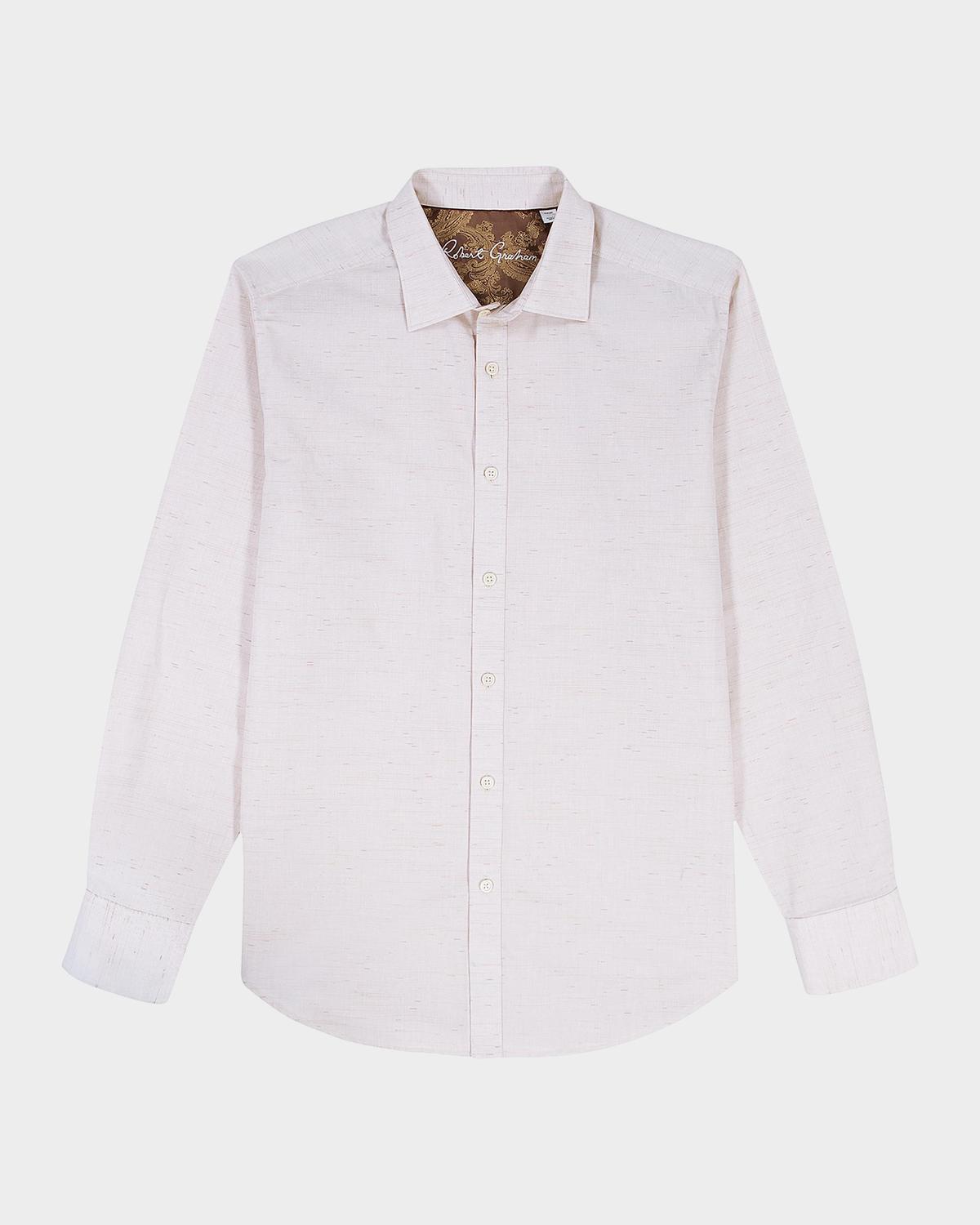Robert Graham Avondale Chambray Cotton Shirt In Sand