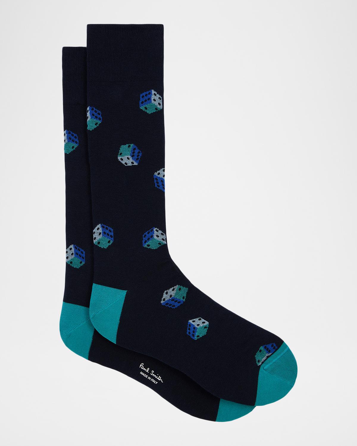 Paul Smith Men's Tumbling Dice Cotton Crew Socks
