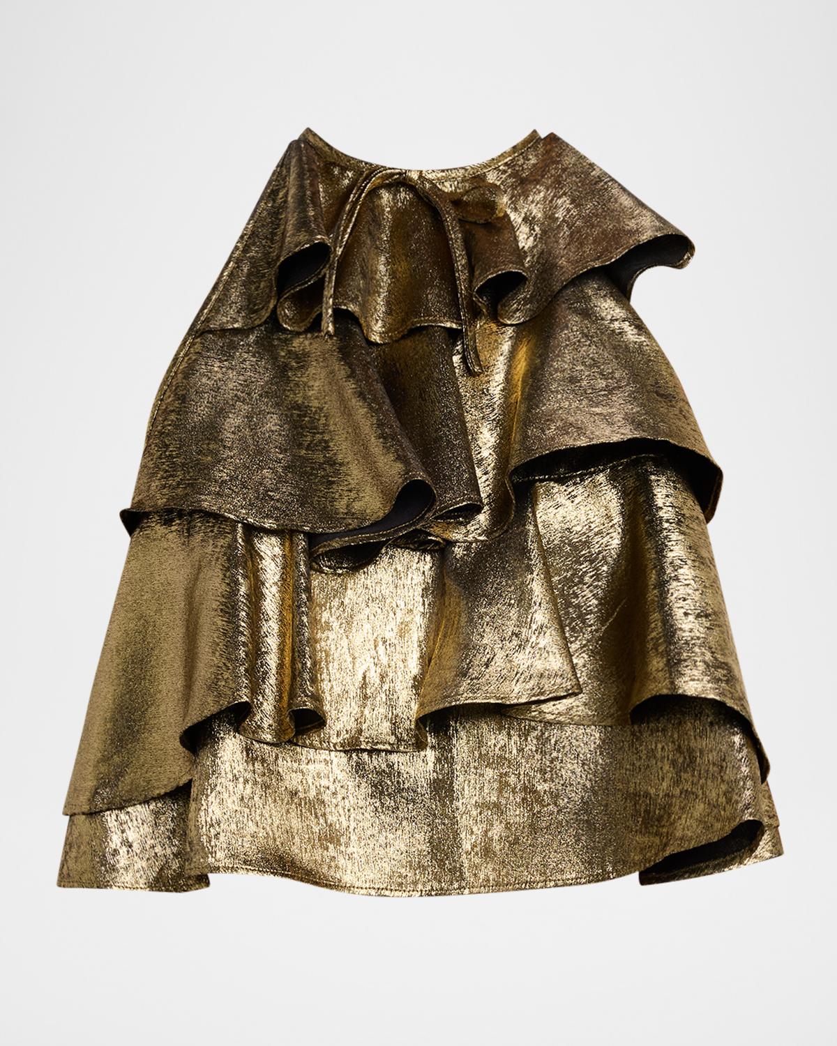 AKNVAS Bodil Metallic Ruffle Top