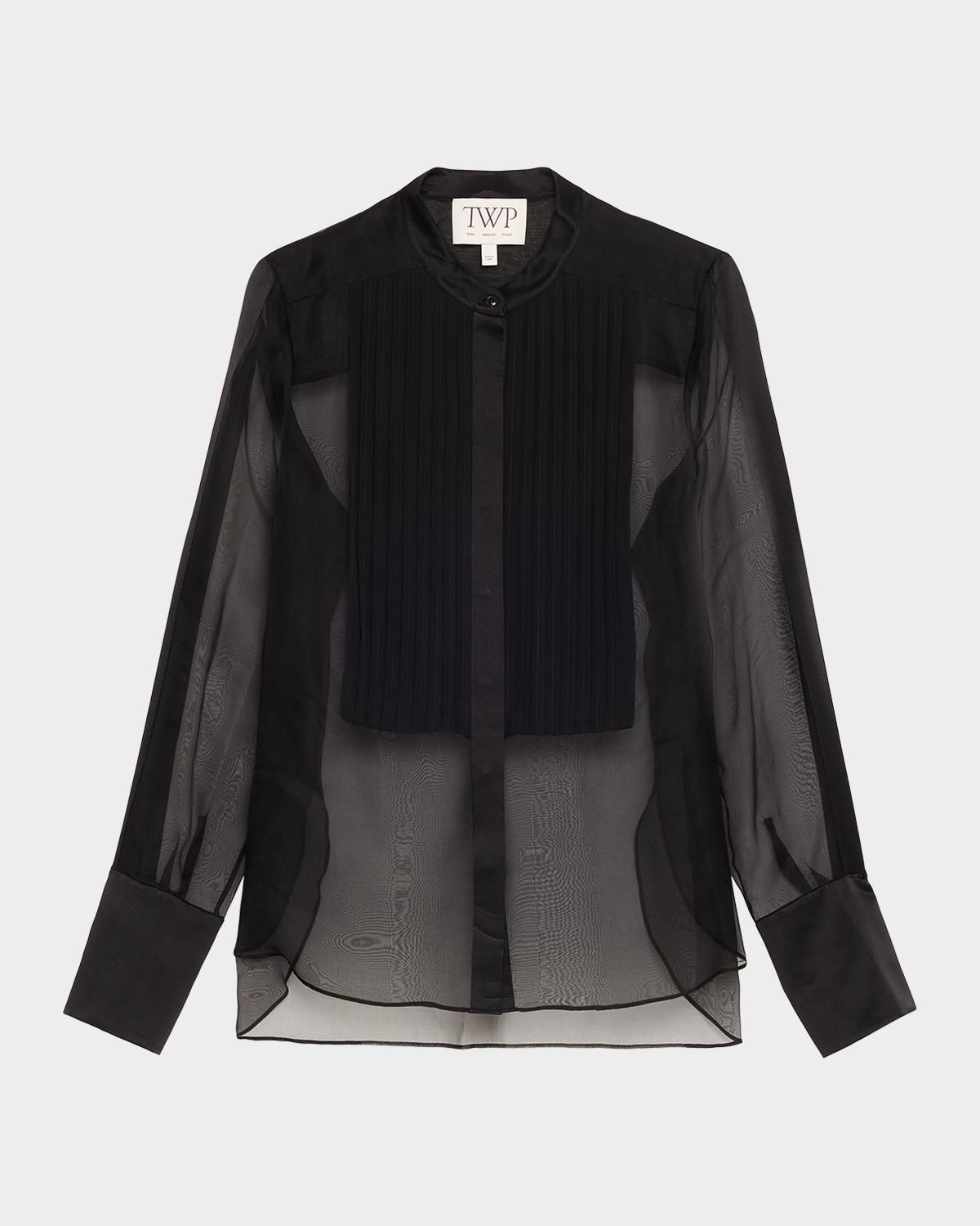 TWP Peyton Sheer Tuxedo Button-Front Shirt