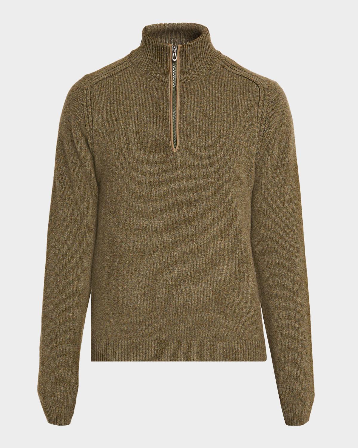 Sease Men's Cashmere Mouline Half-Zip Sweater
