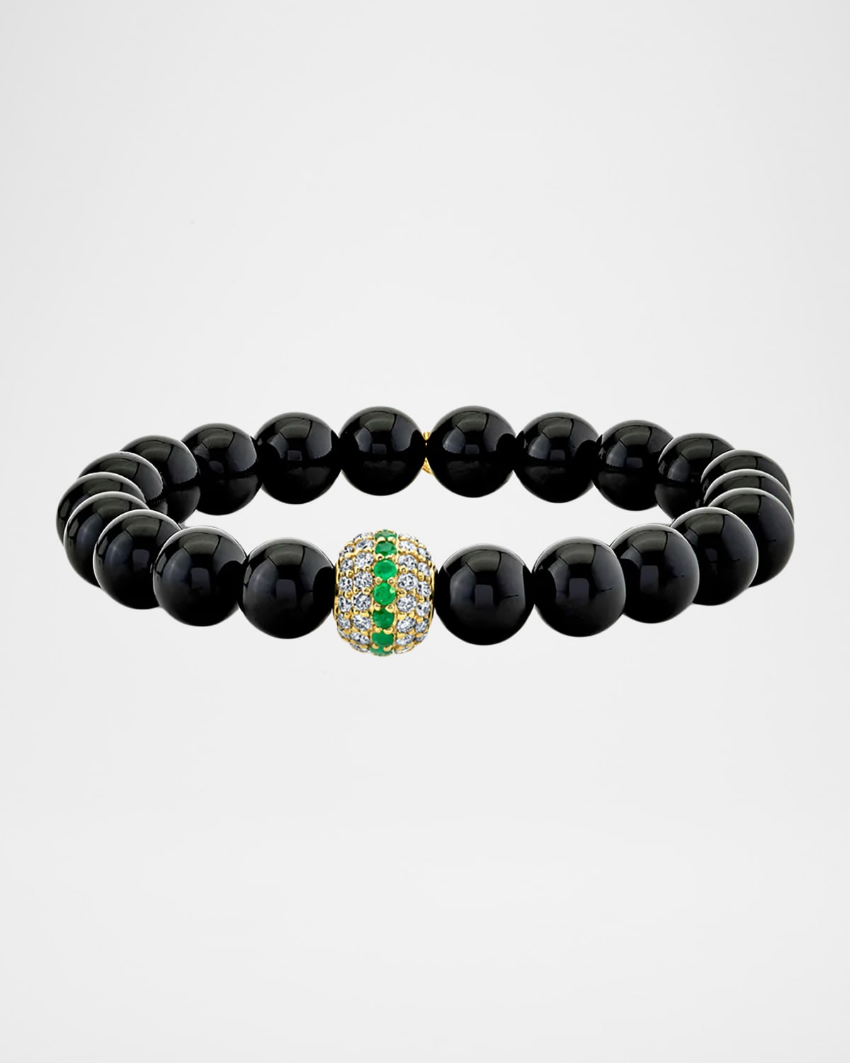 Sydney Evan 14K Malachite Bead Bracelet with Diamonds and Emeralds