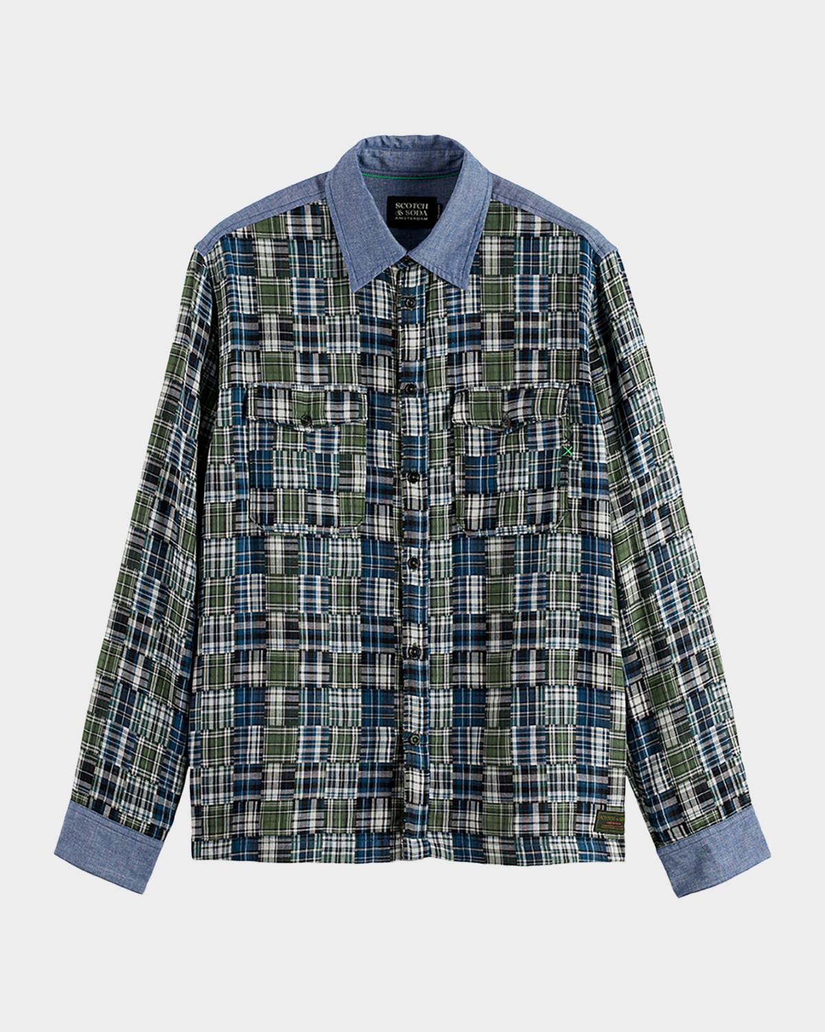 Scotch & Soda Men's Patchwork Flannel Relaxed-Fit Button-Down Shirt