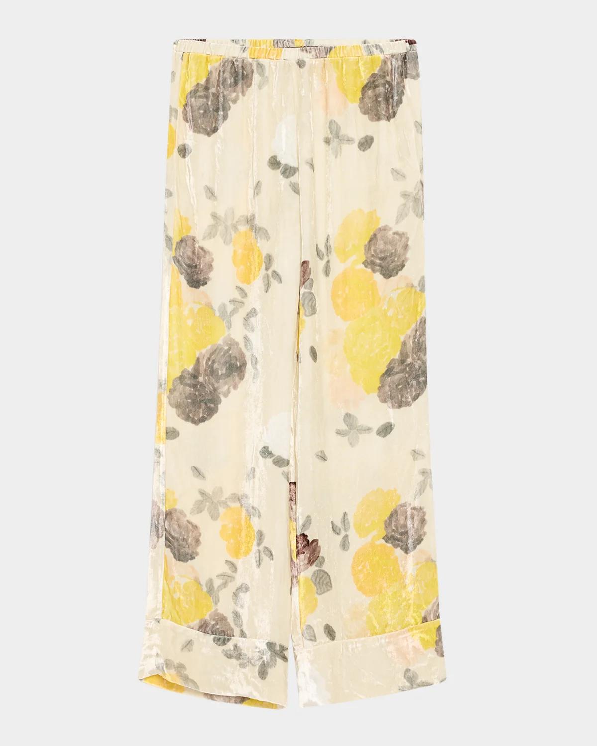 BERNADETTE Louis Floral Velvet Pajama Blouse