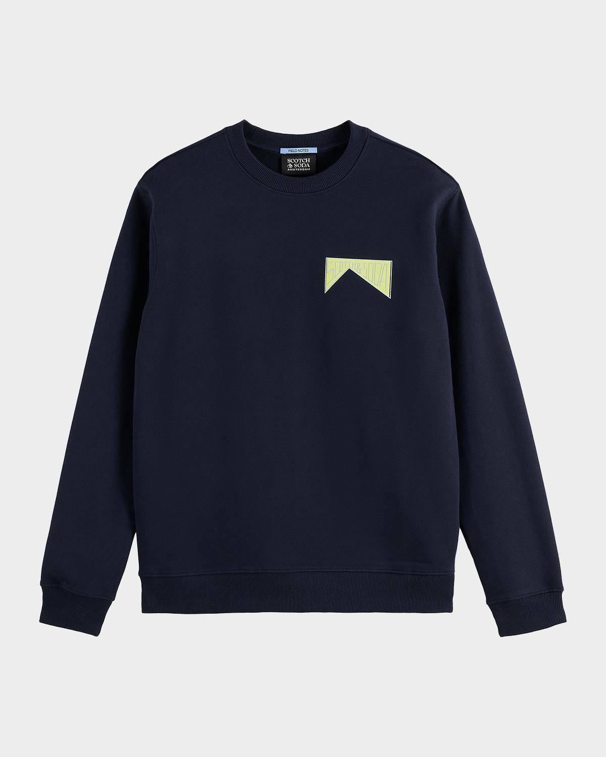 Scotch & Soda Men's Front and Back Artwork Cotton Sweatshirt