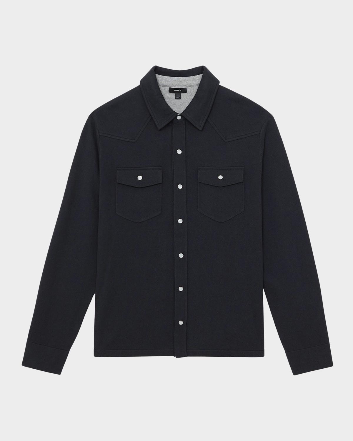 Reiss Men's Ledger Cotton and Cashmere Western Knit Overshirt
