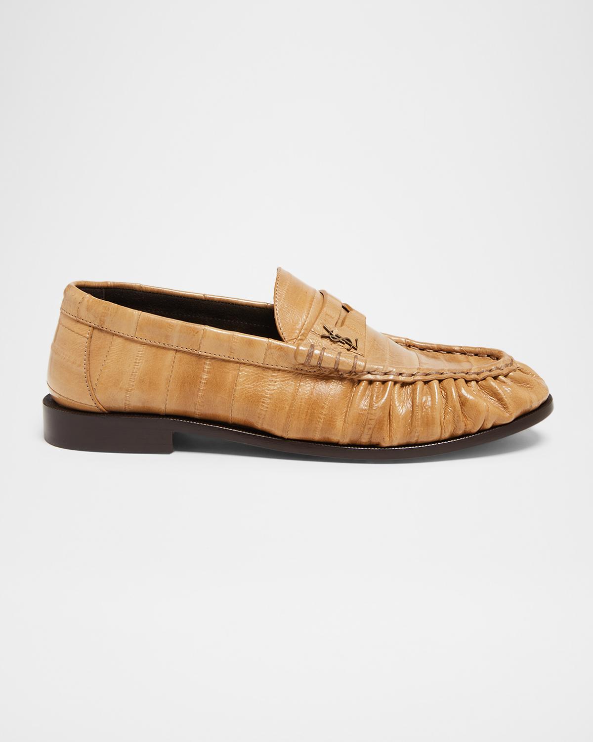 Saint Laurent Le Loafer Eel Leather Penny Loafers In Soft Beige