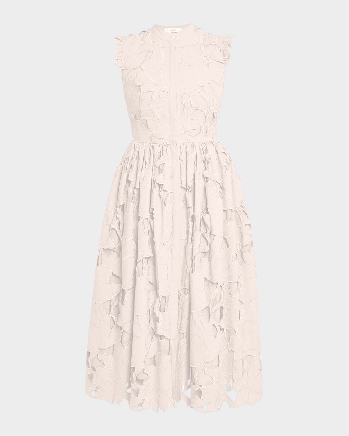 Erdem Floral Cutwork Sleeveless Midi Dress