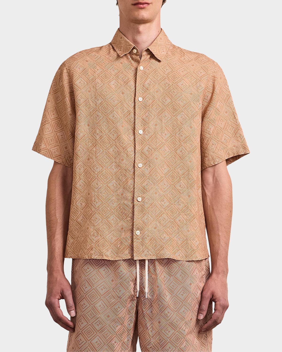 Frescobol Carioca Men's Castro Angra Madeira-Print Linen Button-Front Shirt