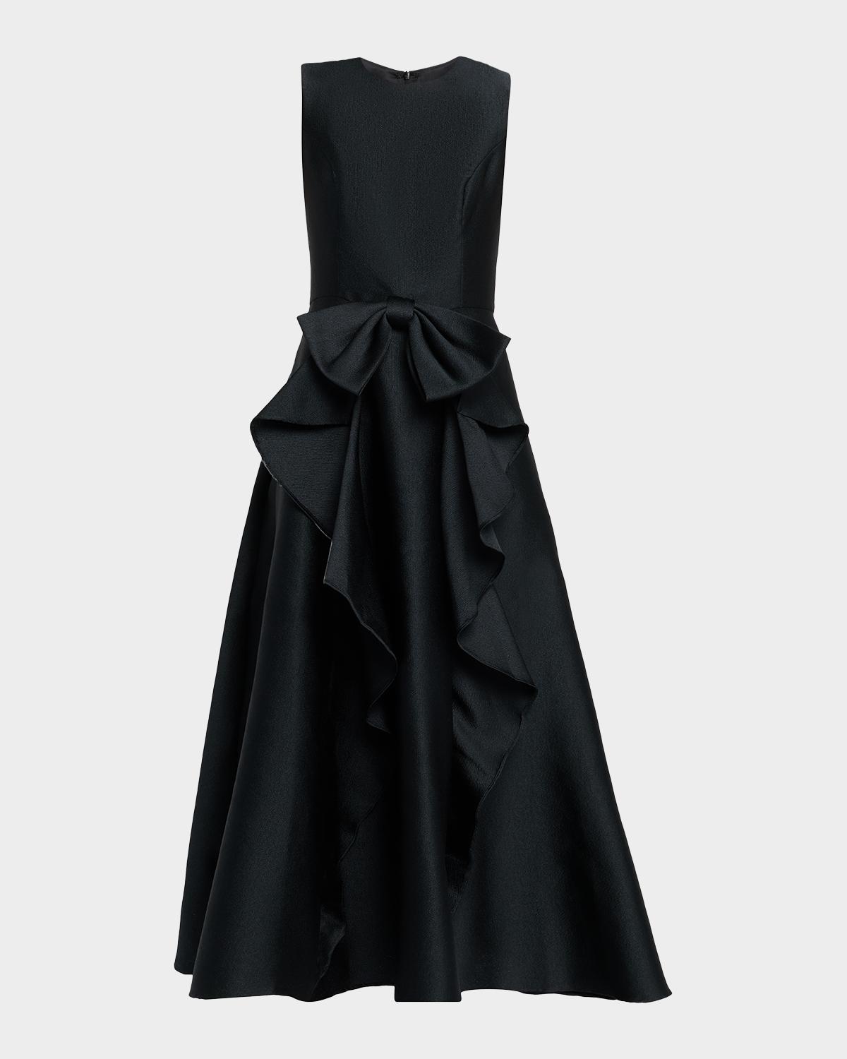 Shoshanna Leo Bow-Front Pebble Mikado Maxi Dress