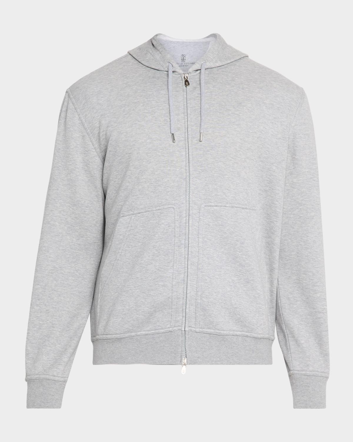 Brunello Cucinelli Men's Cashmere-Blend Hooded Sweatshirt Cardigan