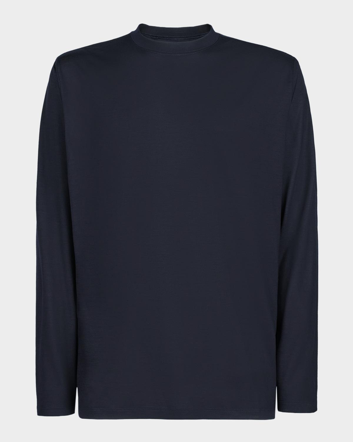 Sease Men's Easy-Care Wool Jersey Long-Sleeve T-Shirt