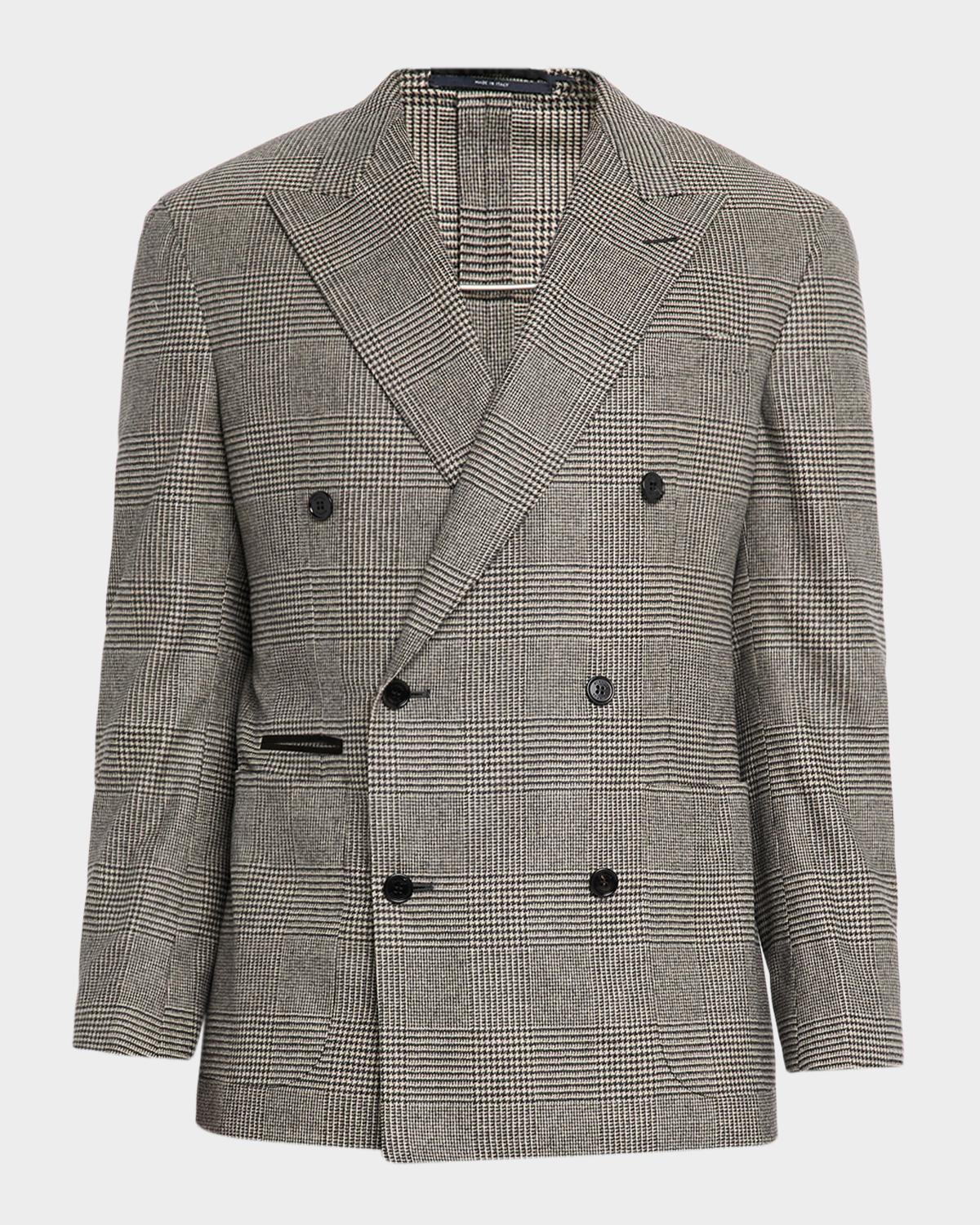 dunhill Men's 170s Wool Glen Check Double-Breasted Sport Coat