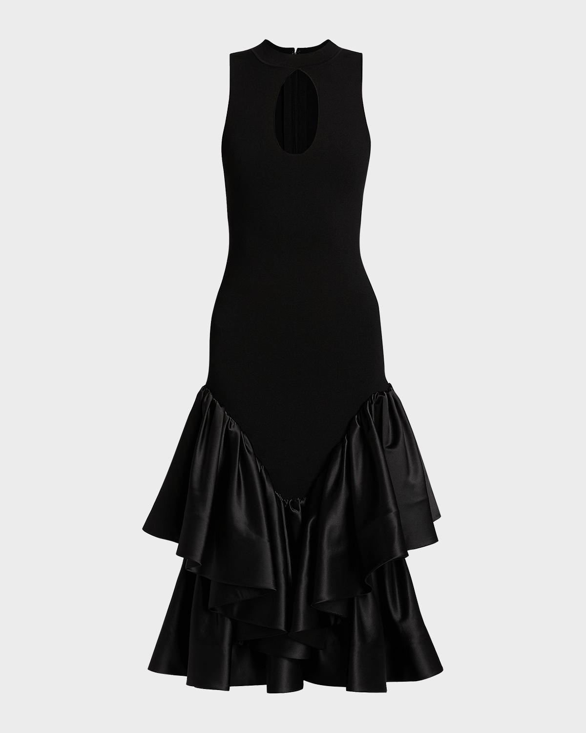 Et Ochs Antoinette Cutout Ruffle Knit Midi Dress