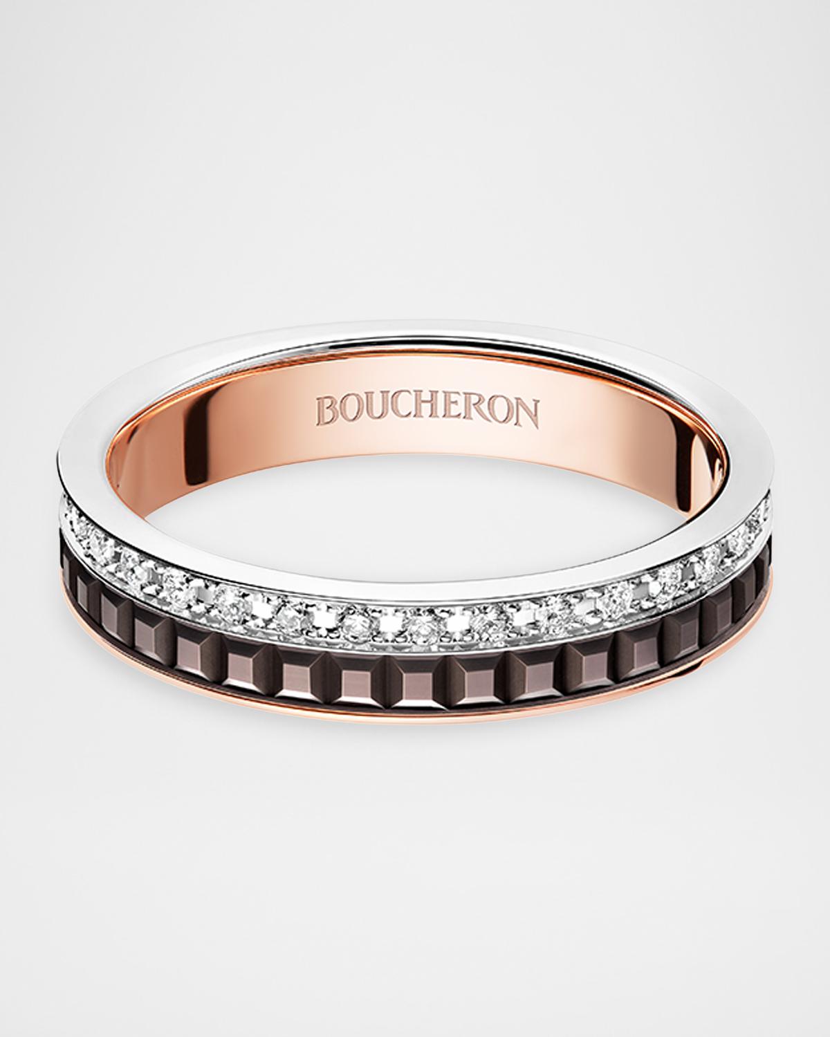 Quatre Classique 18K Wedding Band with Diamonds and Brown PVD