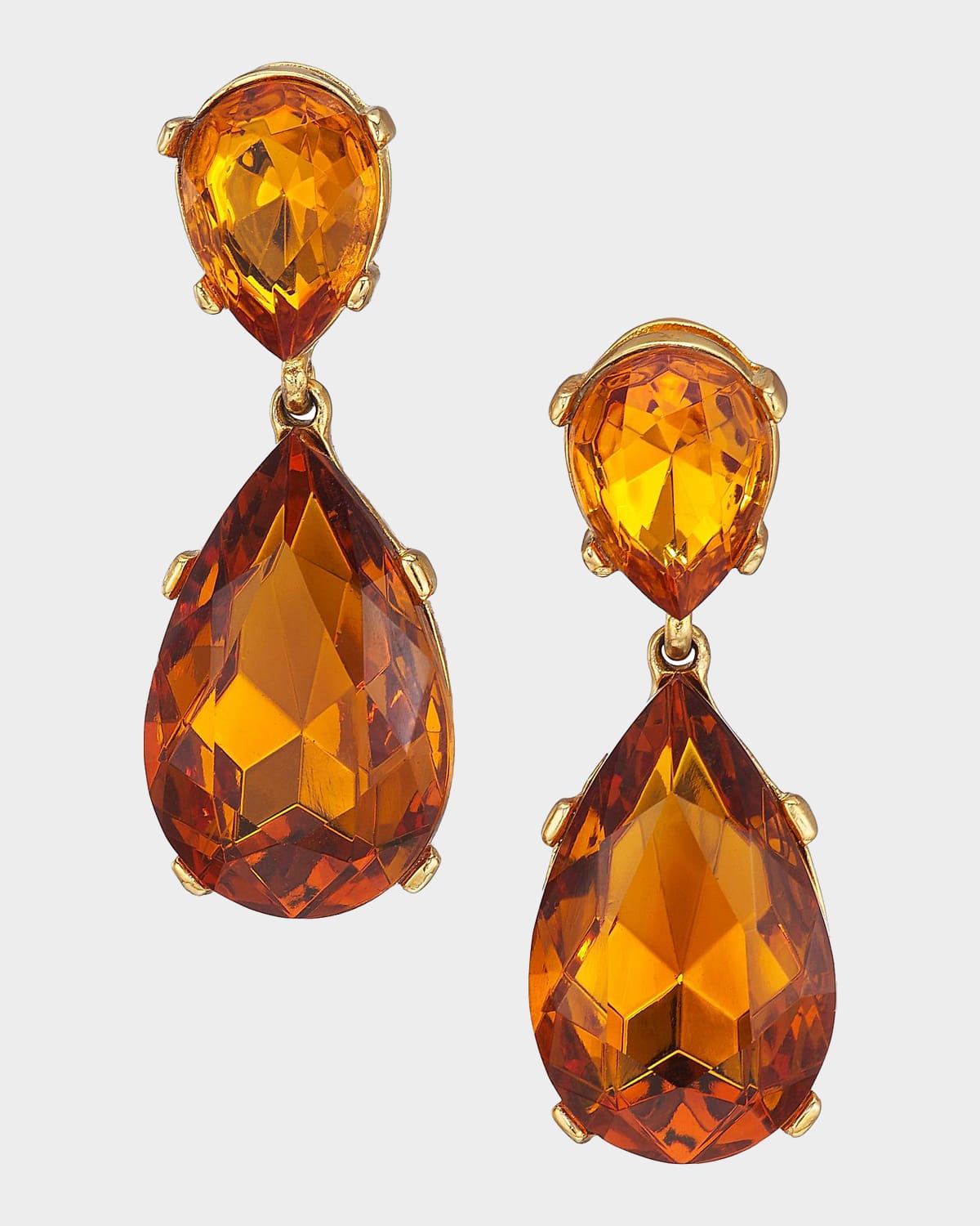 Golconda by Kenneth Jay Lane Glass Topaz Pear-Cut Drop Earrings