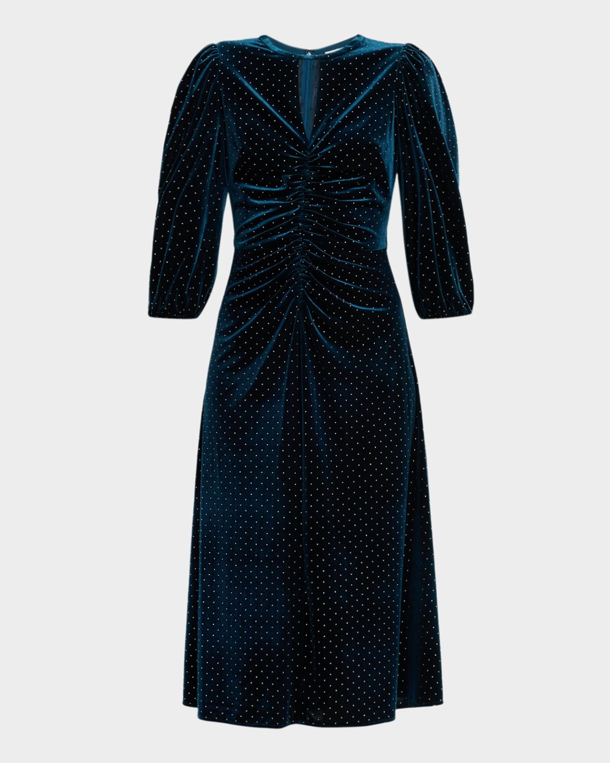 Shoshanna Luna Studded Velvet Midi Dress