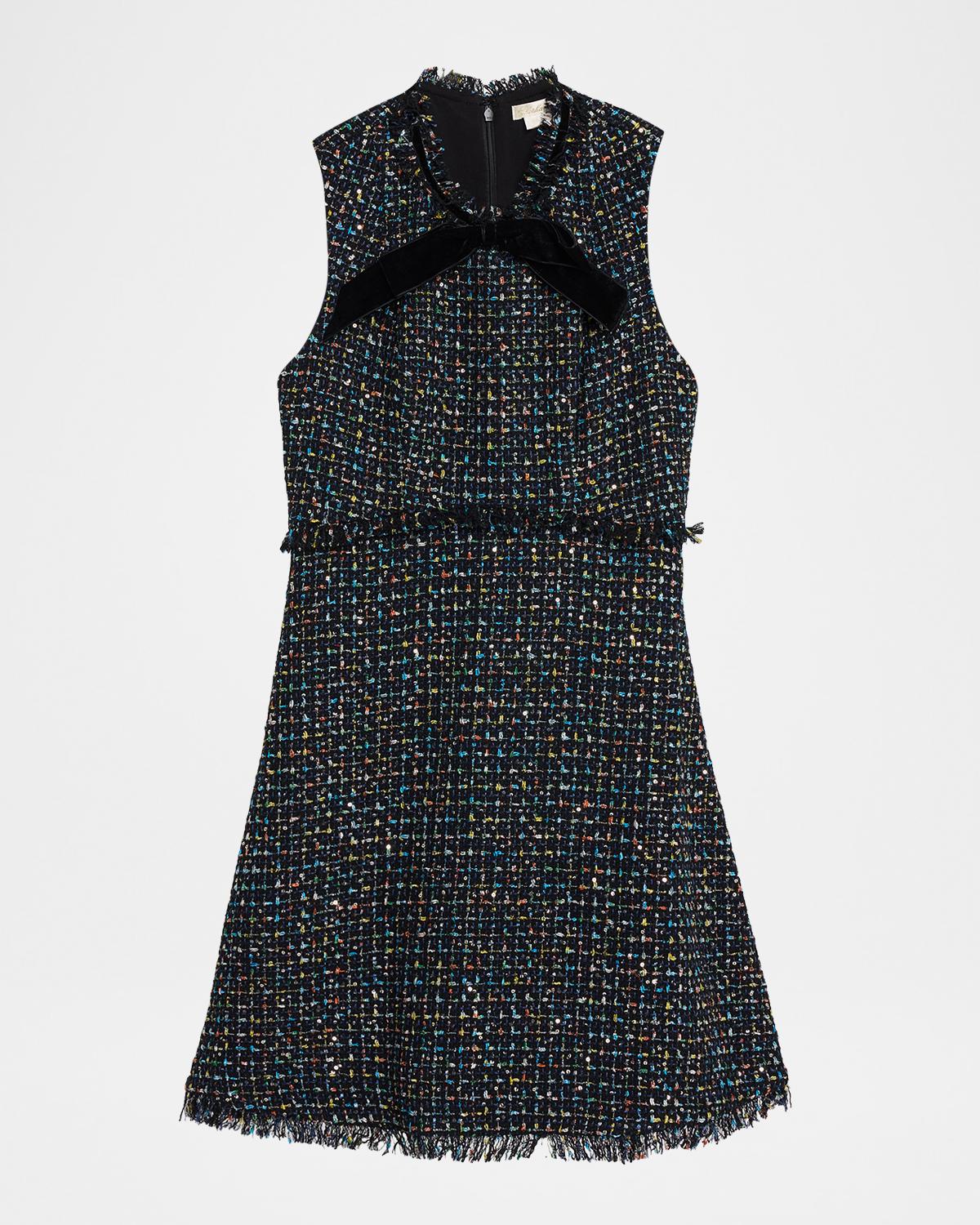 Shoshanna Alicia Bow-Front Shimmer Tweed Mini Dress