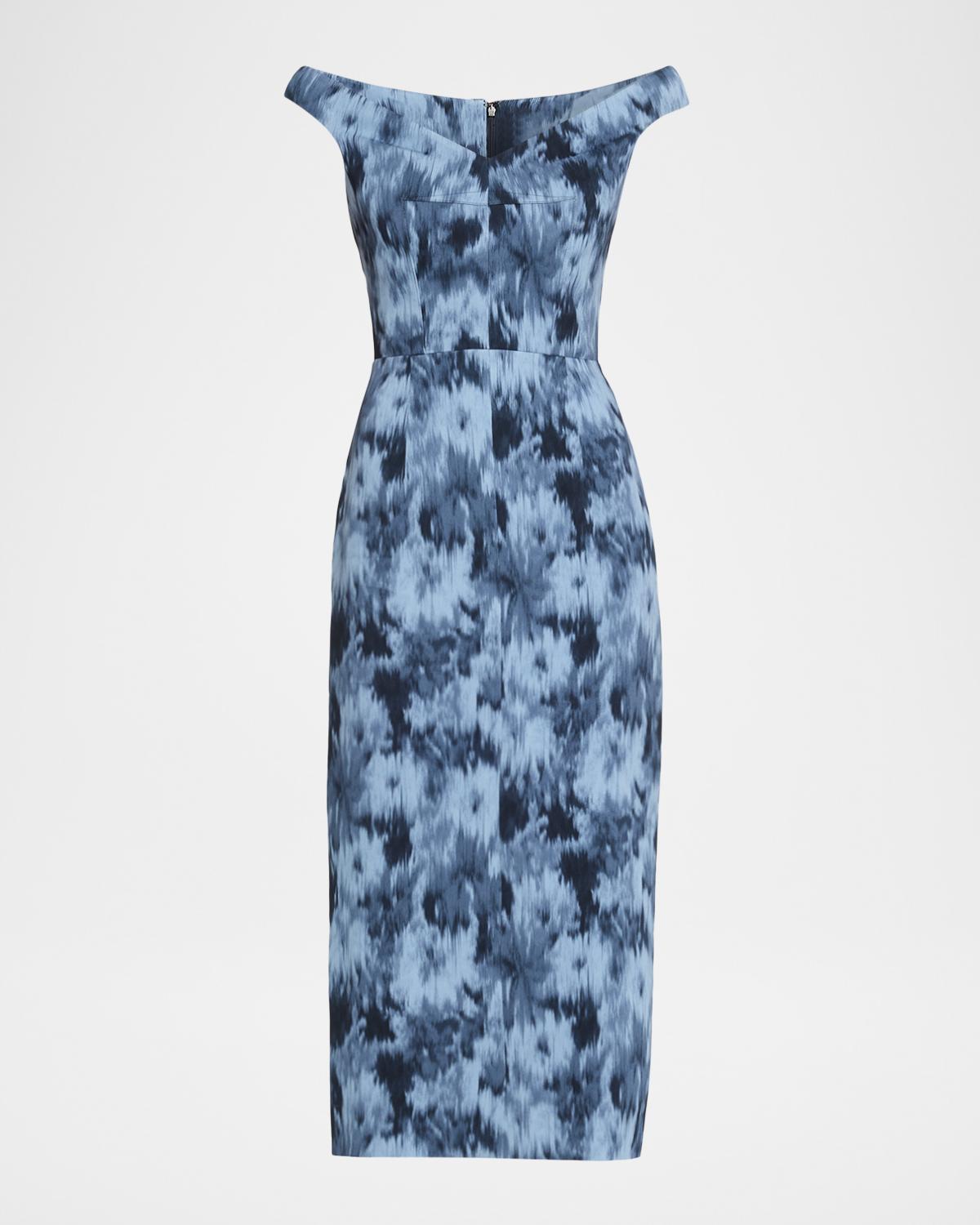 Michael Kors Collection Off-Shoulder Column Midi Dress