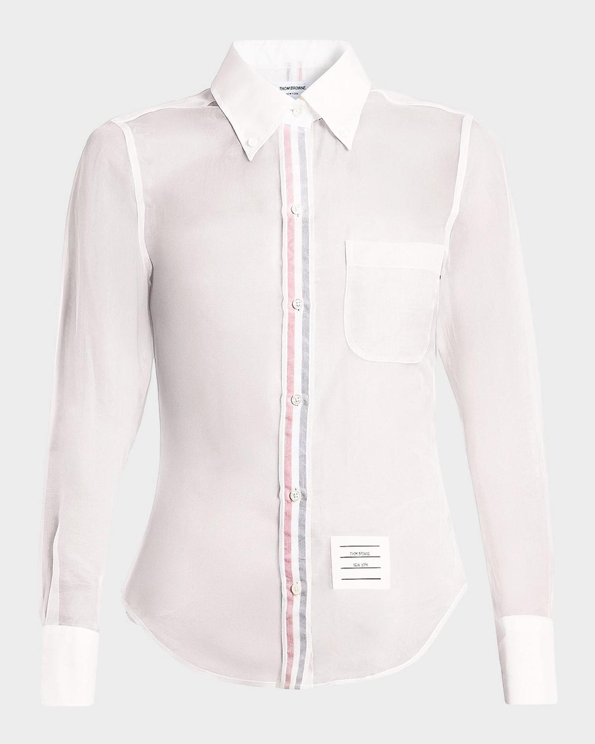 Thom Browne Sheer Silk Classic Button-Down Shirt