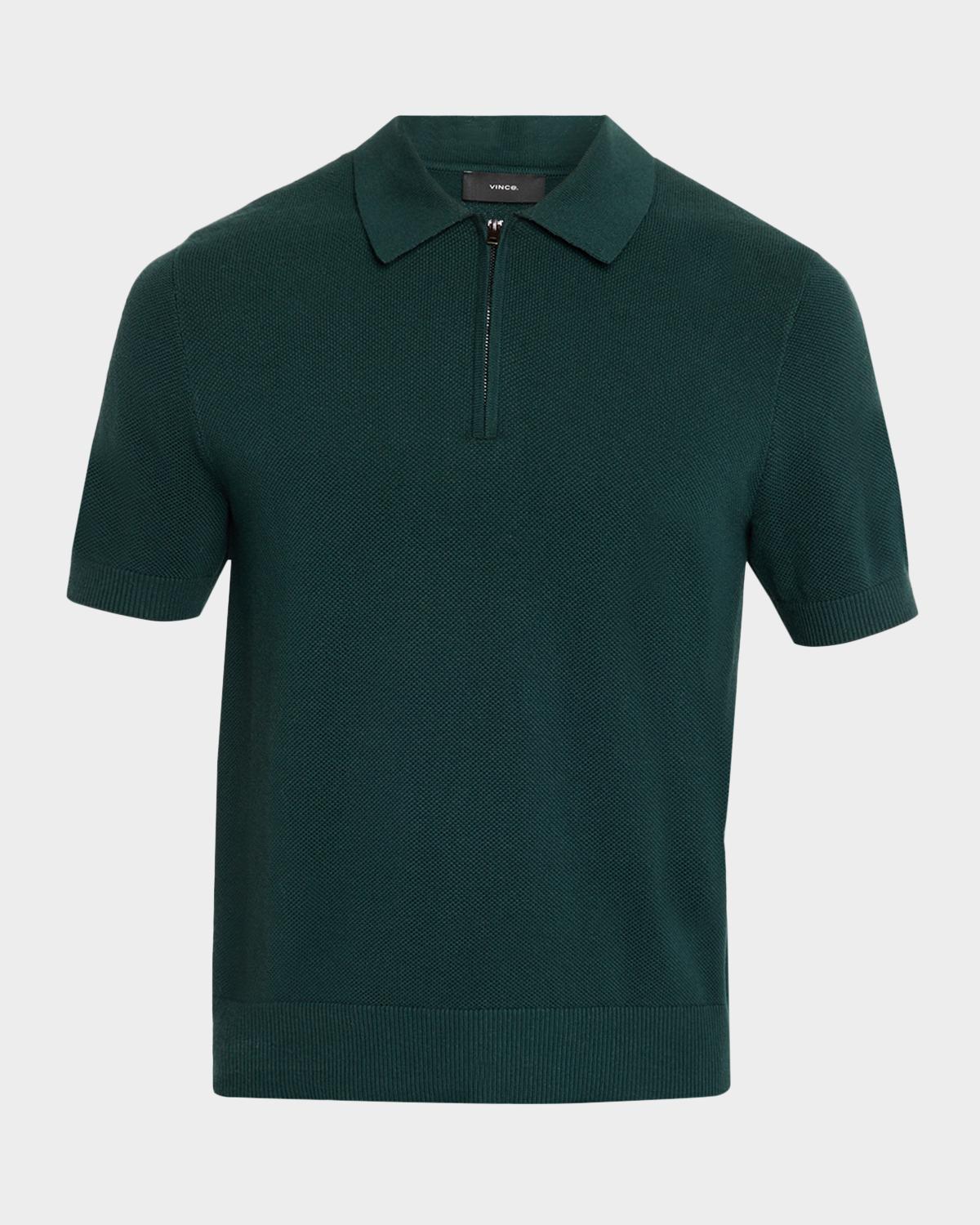 Men & apos;s Cotton and Cashmere Pique Half-Zip Polo Shirt