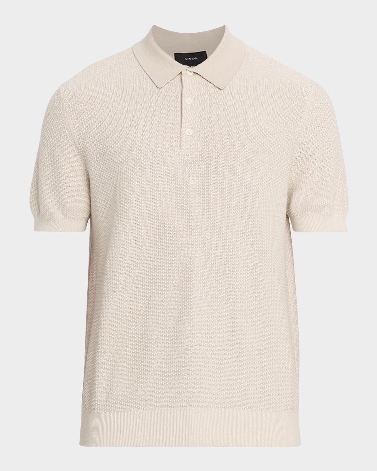 Vince Men's Geometric-Jacquard Wool-Blend Polo Sweater