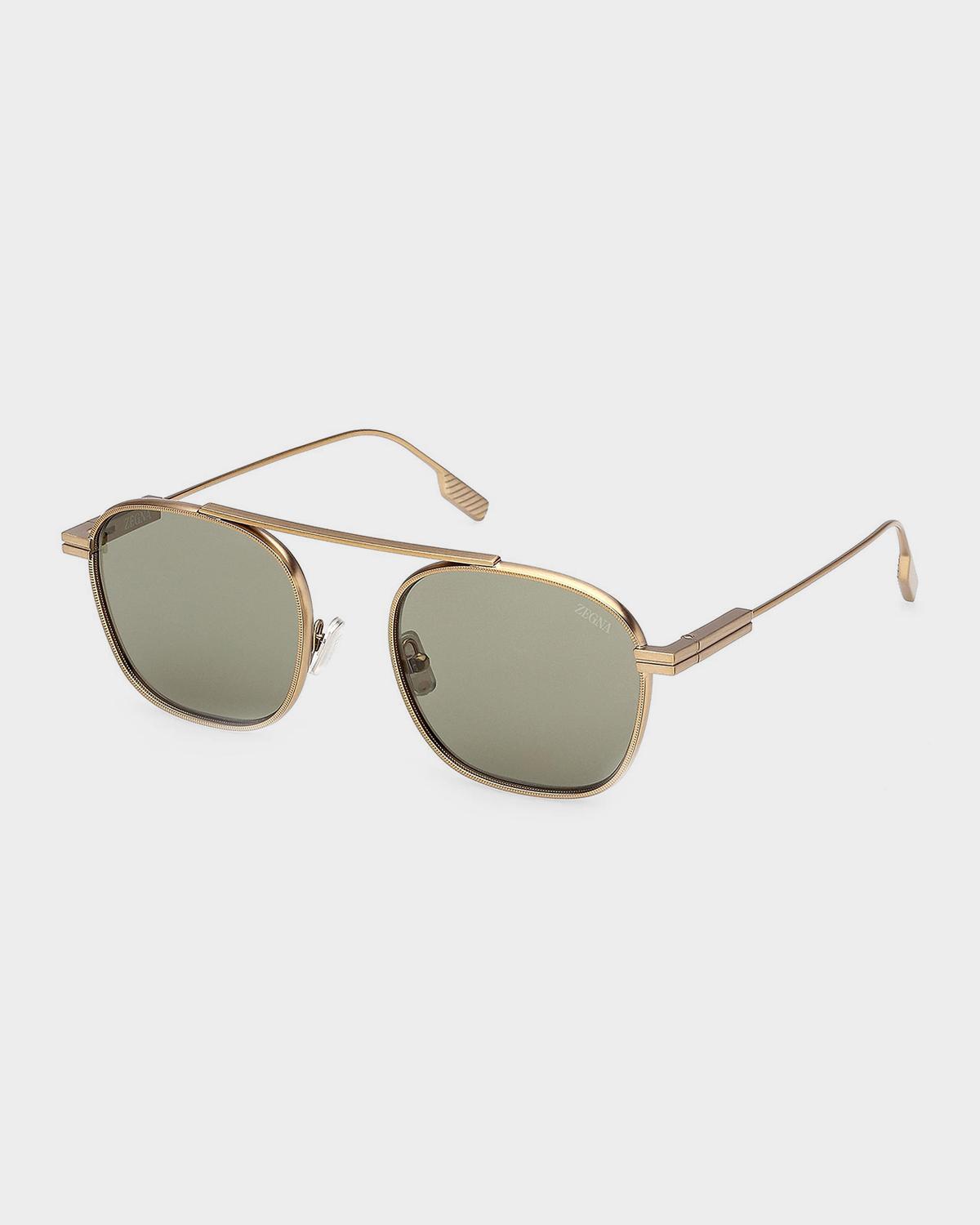 ZEGNA Gold Orizzonte I Metal Navigator Sunglasses