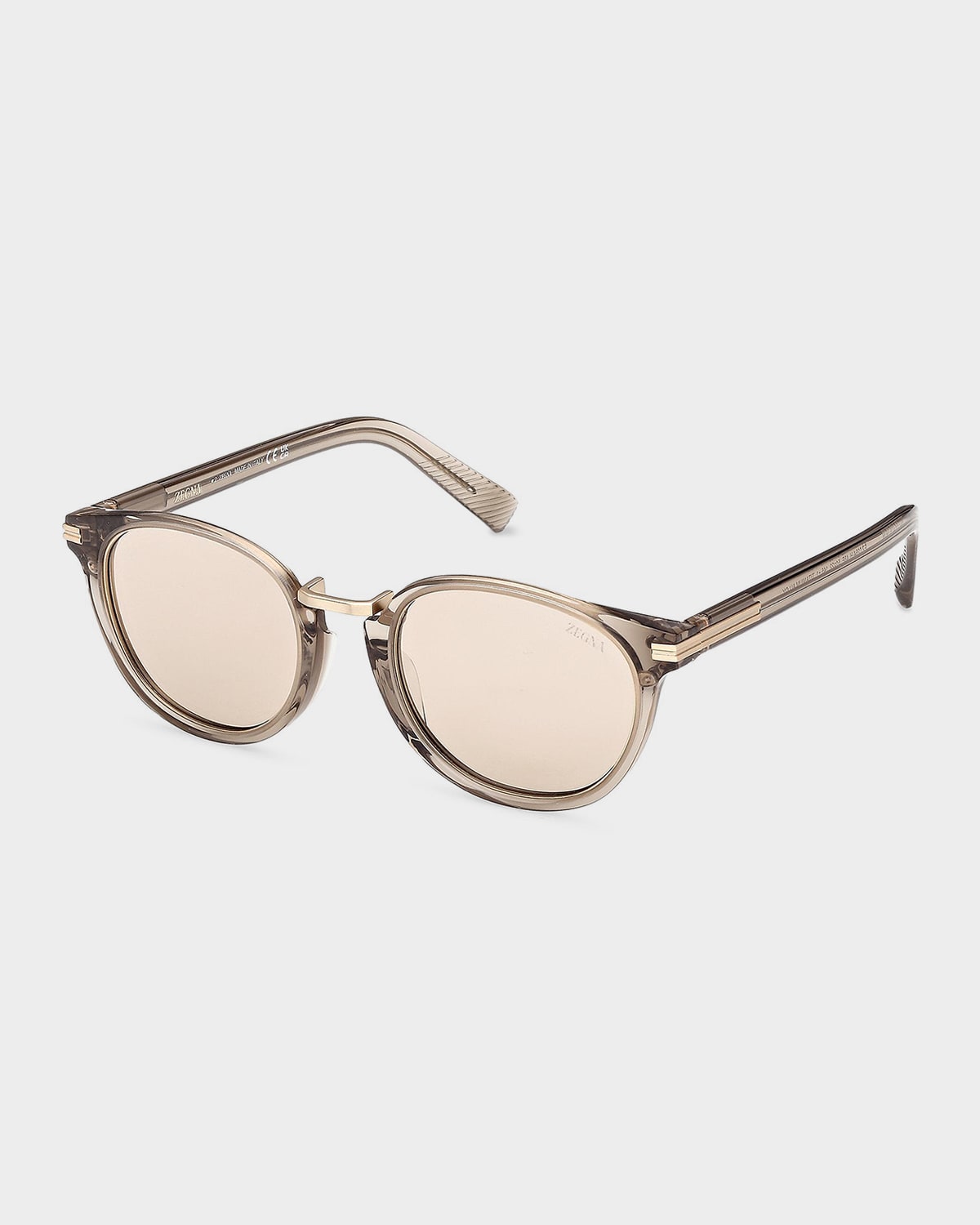 Zegna 51mm Acetate & Titanium Round Sunglasses