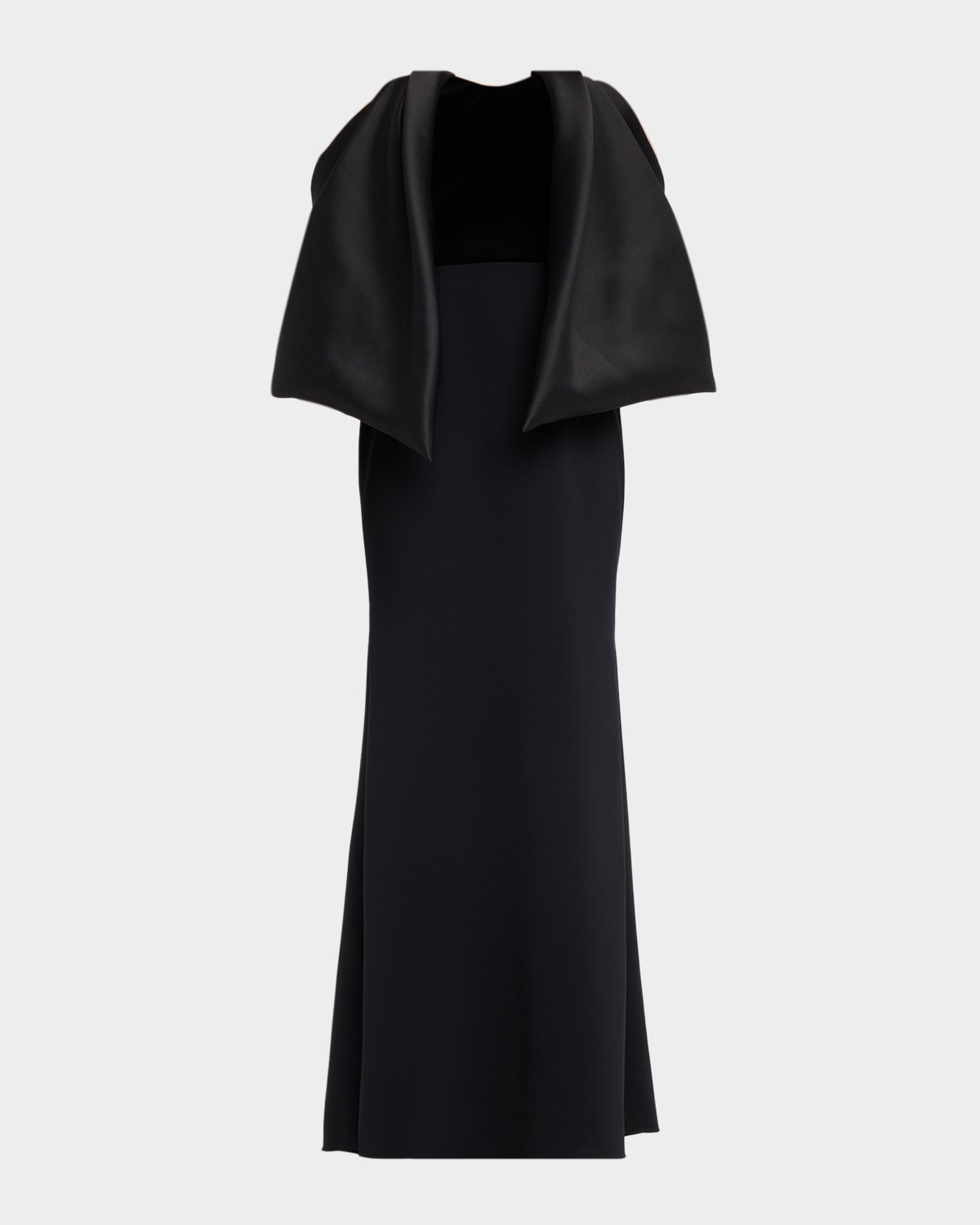 Velvet and Crepe Off-the-Shoulder Gown