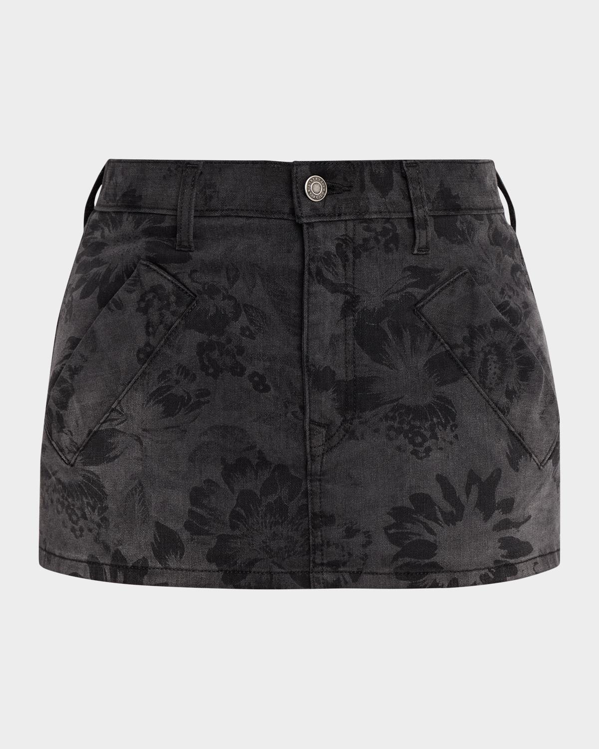Coût De La Liberté Floral Denim Mini Skirt