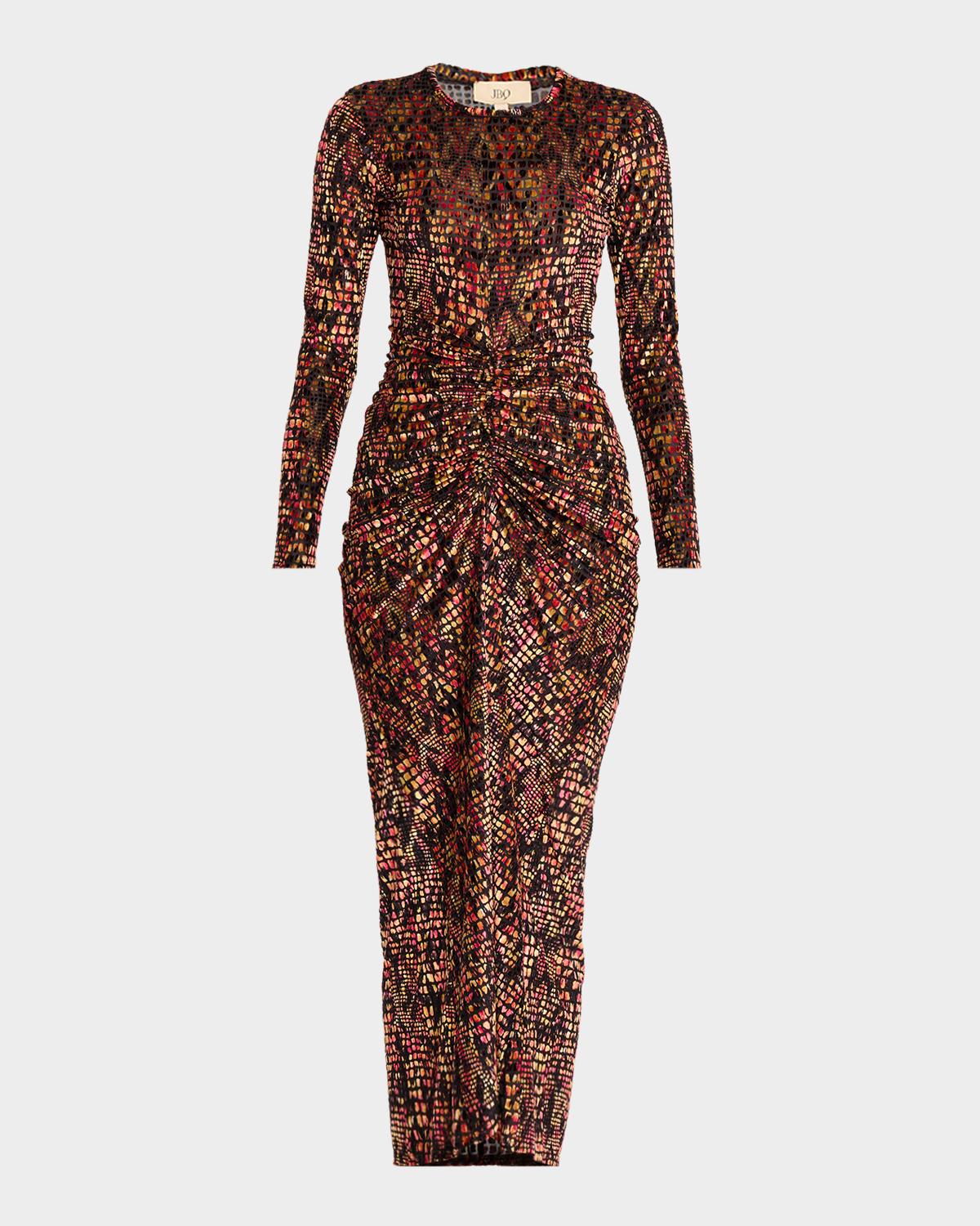 JBQ Elowen Burnout Velvet Midi Dress