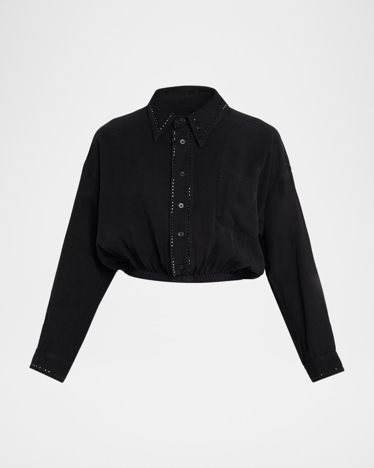 Coût De La Liberté Chelsea Embellished Silk Blouse