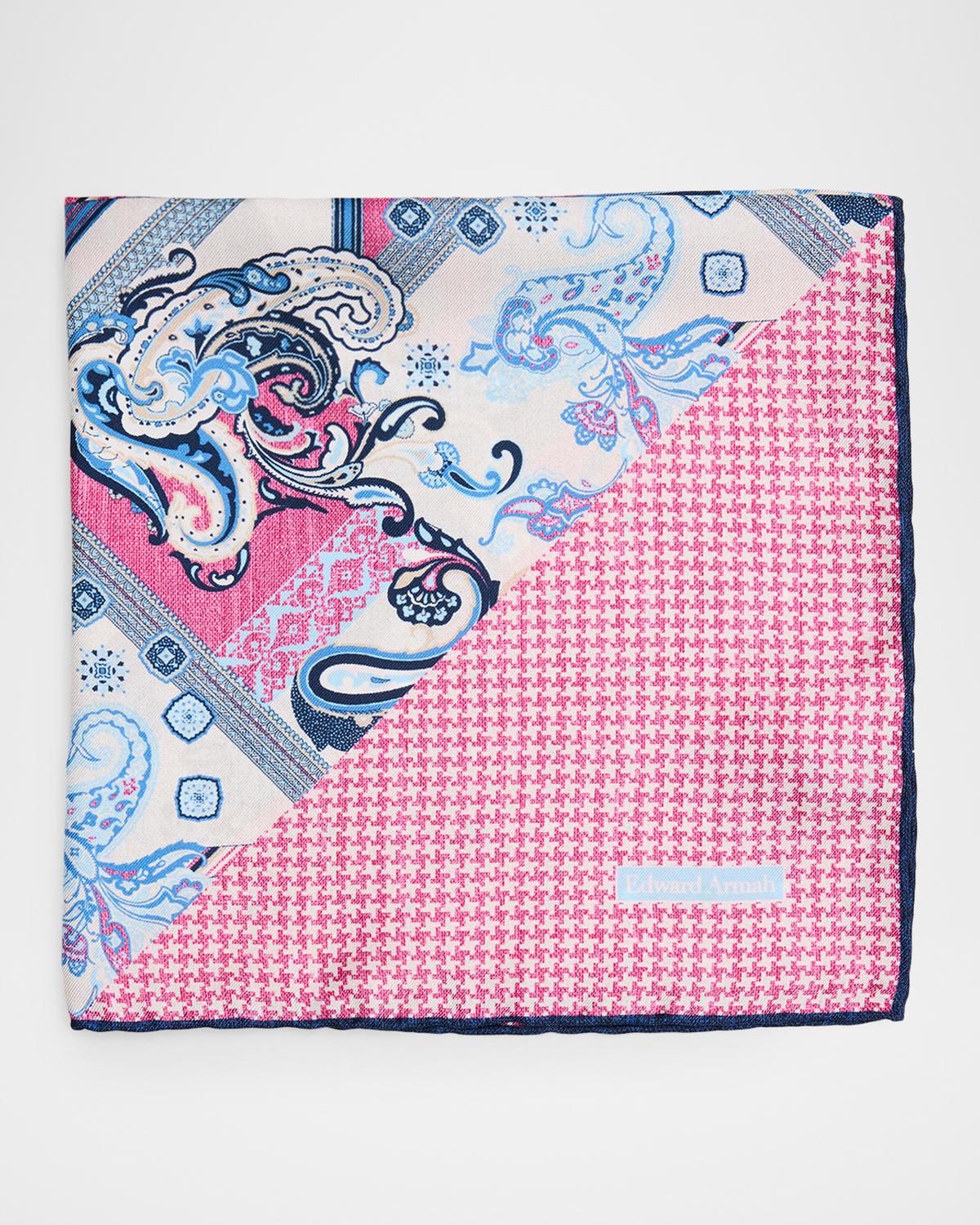 Edward Armah Men's Double-Printed Silk Hand-Rolled Pocket Square
