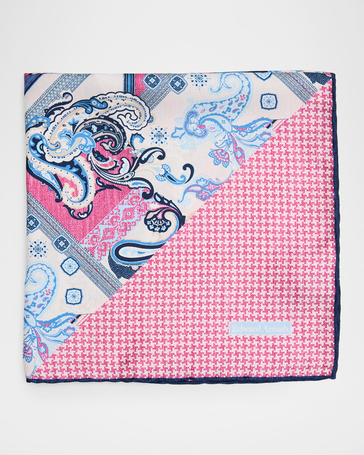 Edward Armah Men 's Double-Printed Silk Hand-Rolled Pocket Square | Thumbnail 4