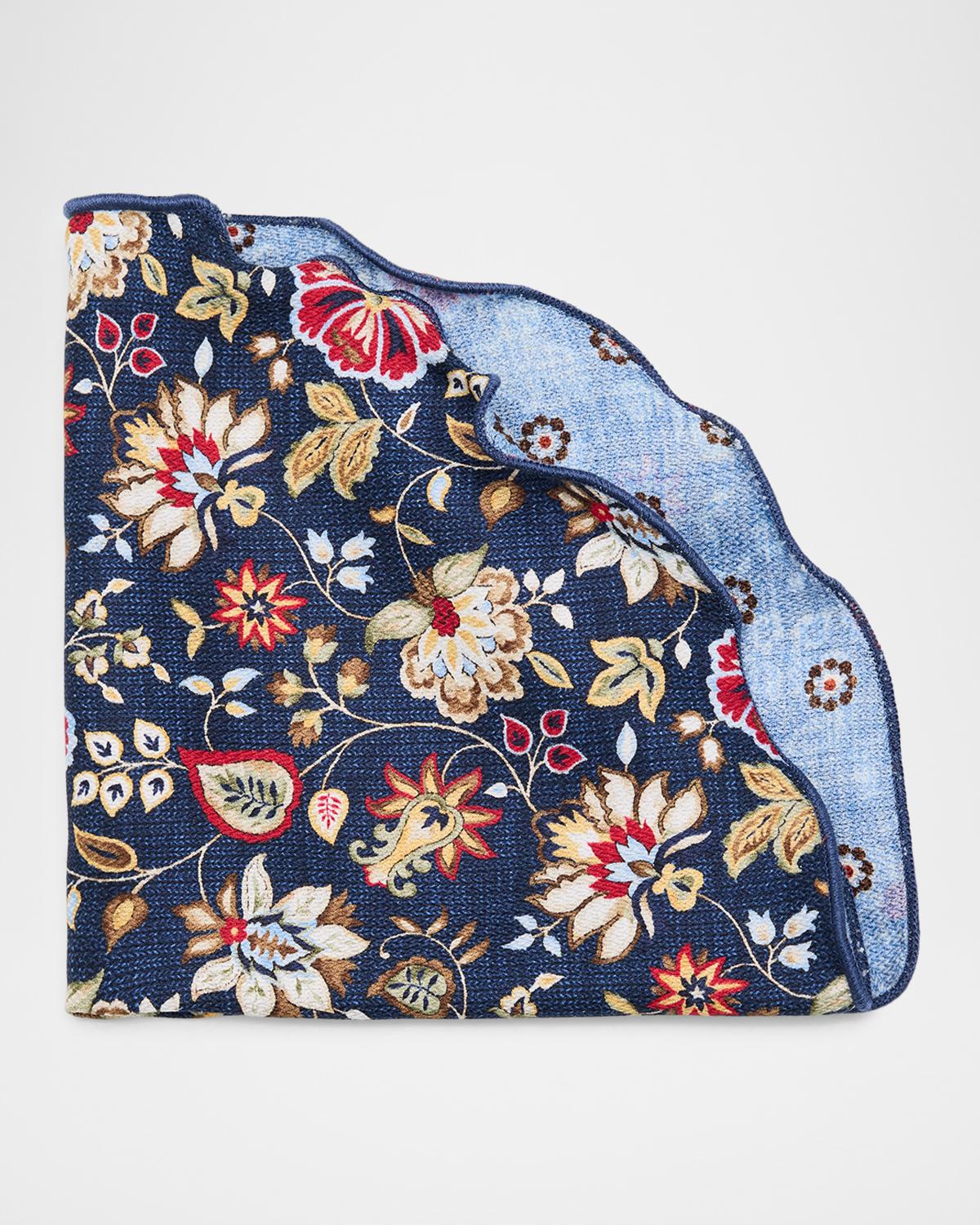 Edward Armah Men's Reversible Floral to Geometric Silk Pocket Circle