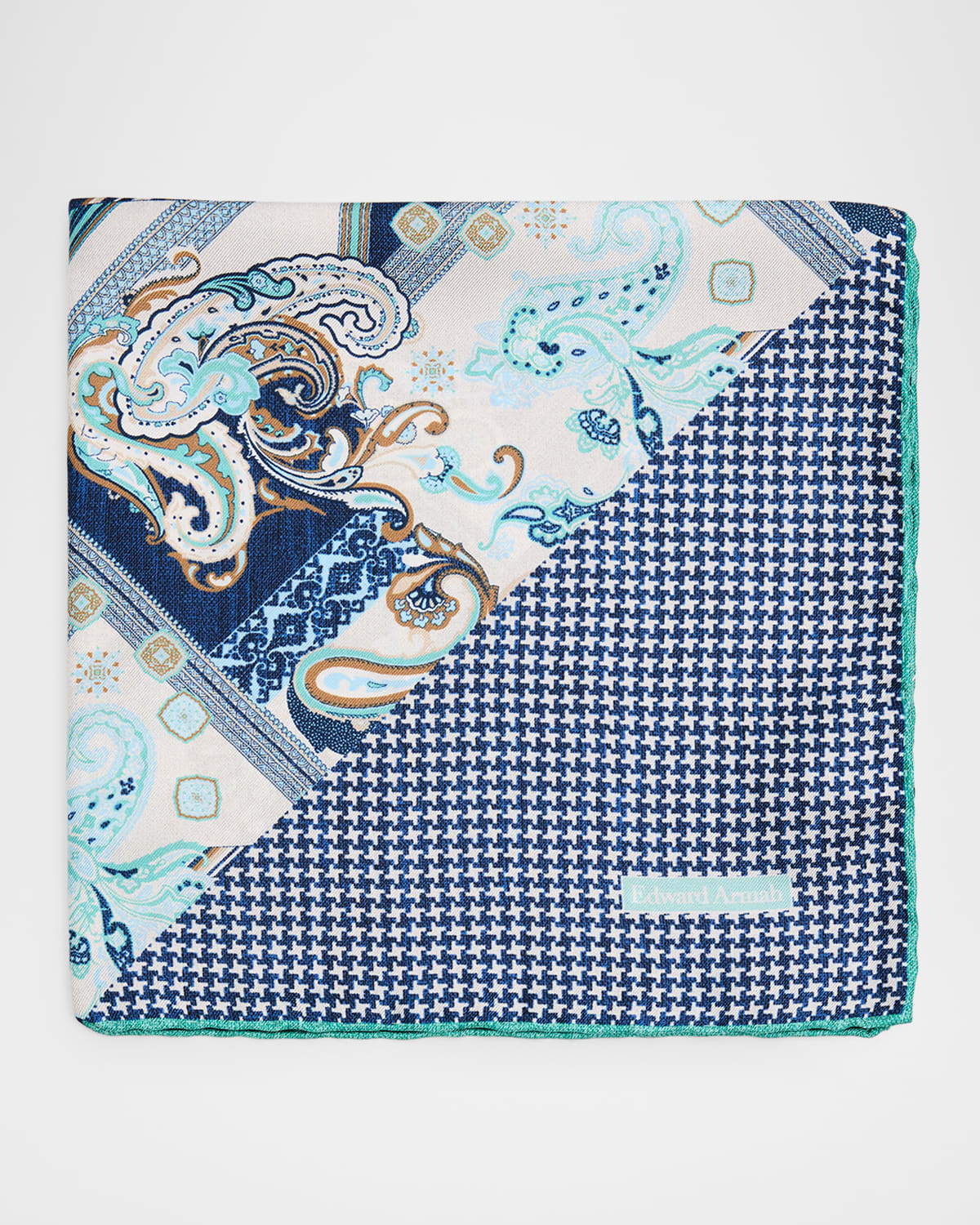 Edward Armah Men 's Double-Printed Silk Hand-Rolled Pocket Square | Thumbnail 4