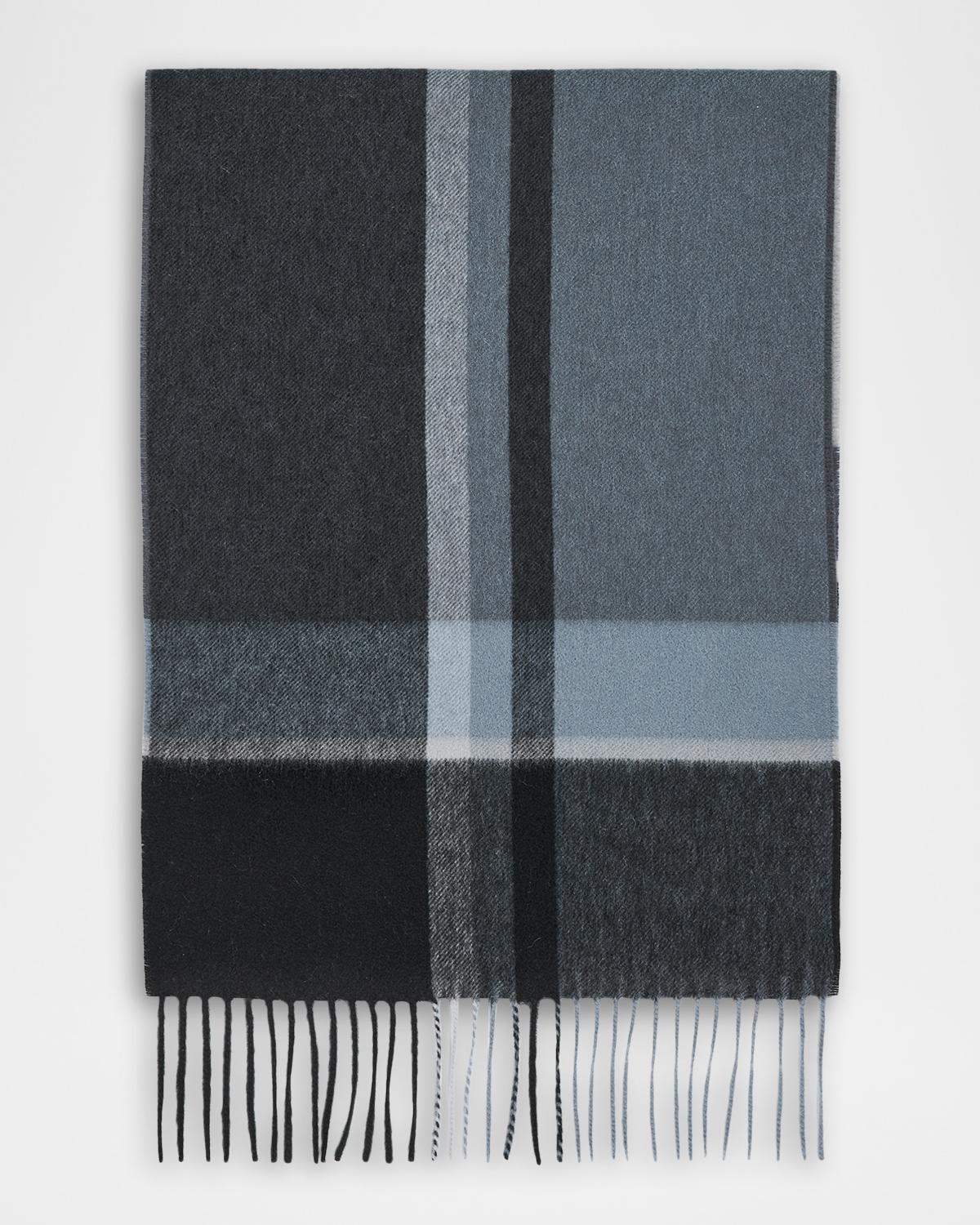 Neiman Marcus Men's Cashmere Exploded Plaid Scarf
